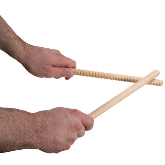 Wooden Rhythm Sticks ribbed pair 