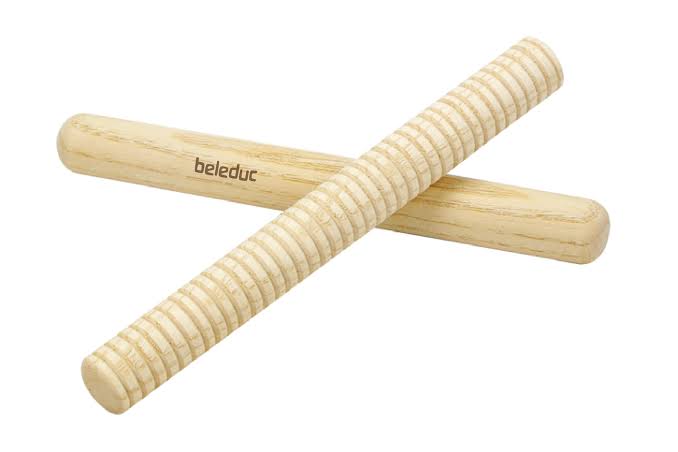 Wooden Rhythm Sticks ribbed pair 