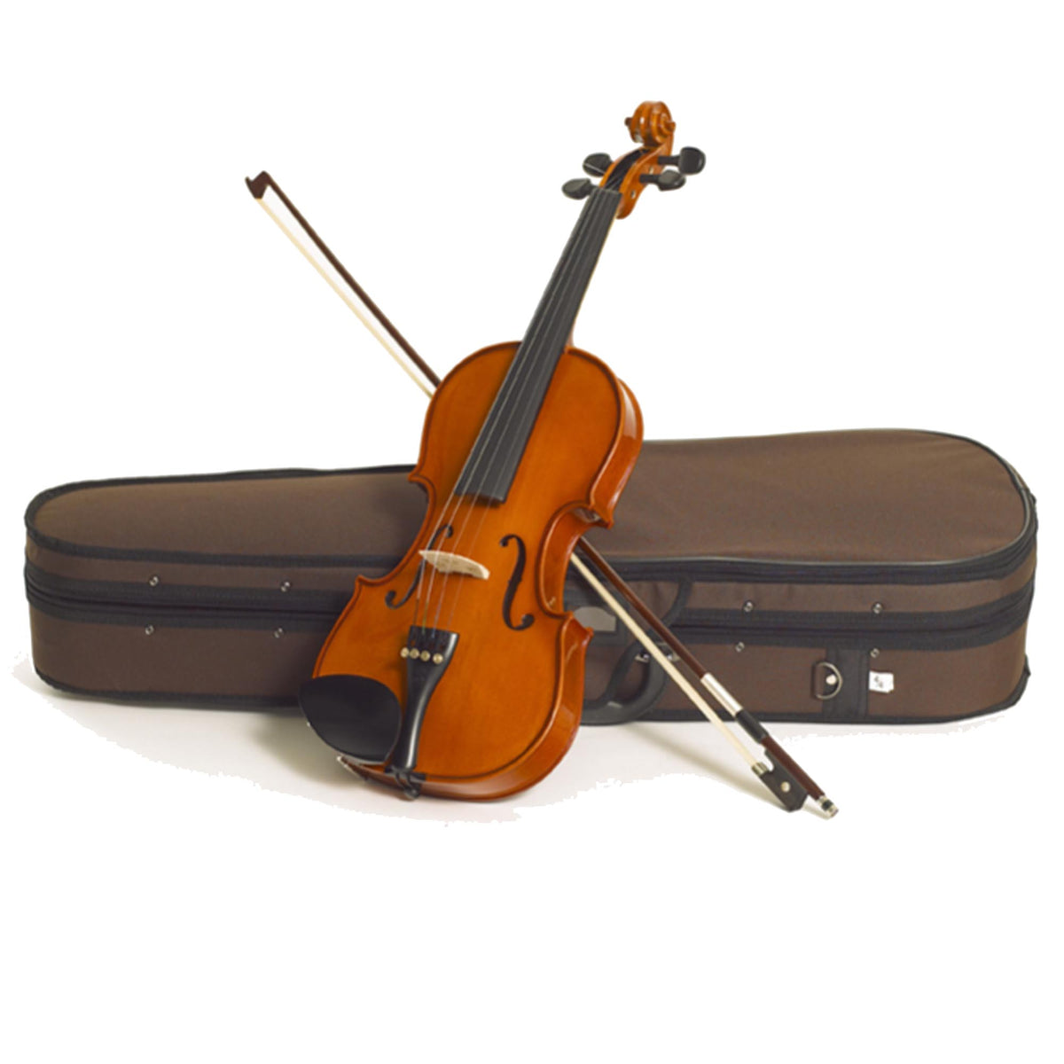 Buy the Stentor 1400A Violin Outfit, a high-quality beginner violin with a solid spruce top, maple body, wooden bow, protective case, and rosin. Perfect for students and school orchestras.