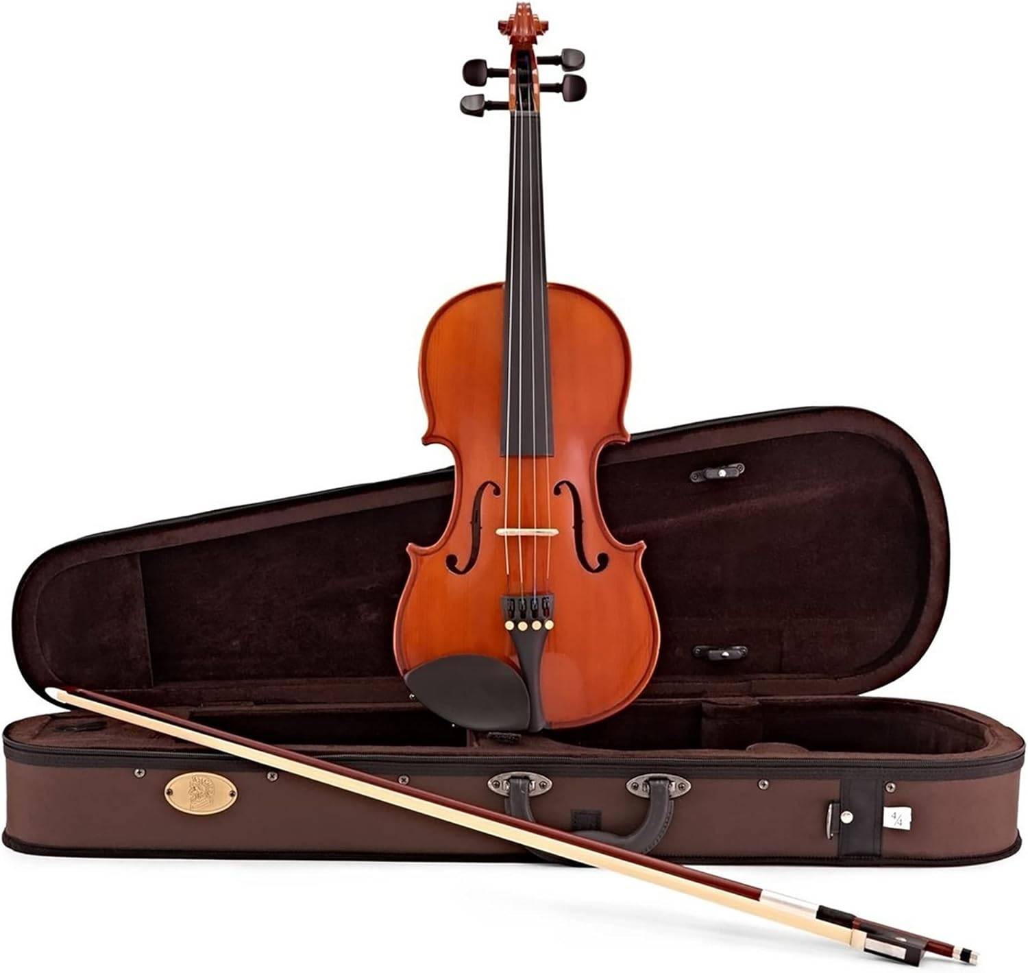 Stentor 1018 Standard Violin Outfit with wooden bow, protective carrying case, and rosin for beginner and student violin players.